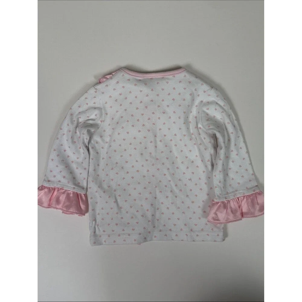 Wendy Bellissimo Baby Girl 2 Piece Pajama Set Pink Hearts Ruffle Bow Size 12M
